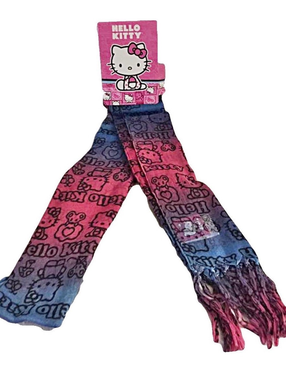 Hello Kitty Pink and Blue Lightweight Ombre Logo Scarf